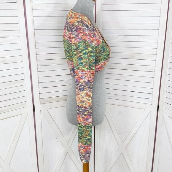 Gabrielle Union Marled Rainbow Knit Shrug Sweater Long Sleeve Multicolor Medium - Picture 3 of 12